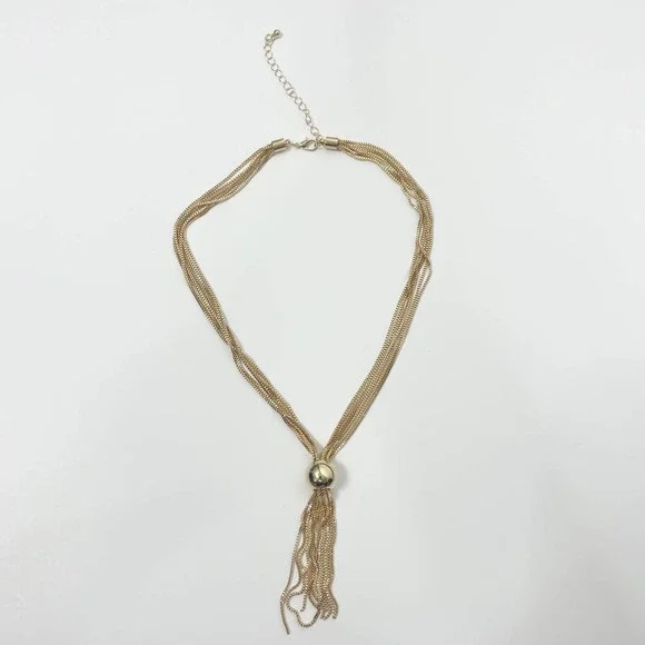 NEW Tassel Choker Necklace Ball Decor Twisted Snake Chain Lobster Claw - Picture 4 of 12